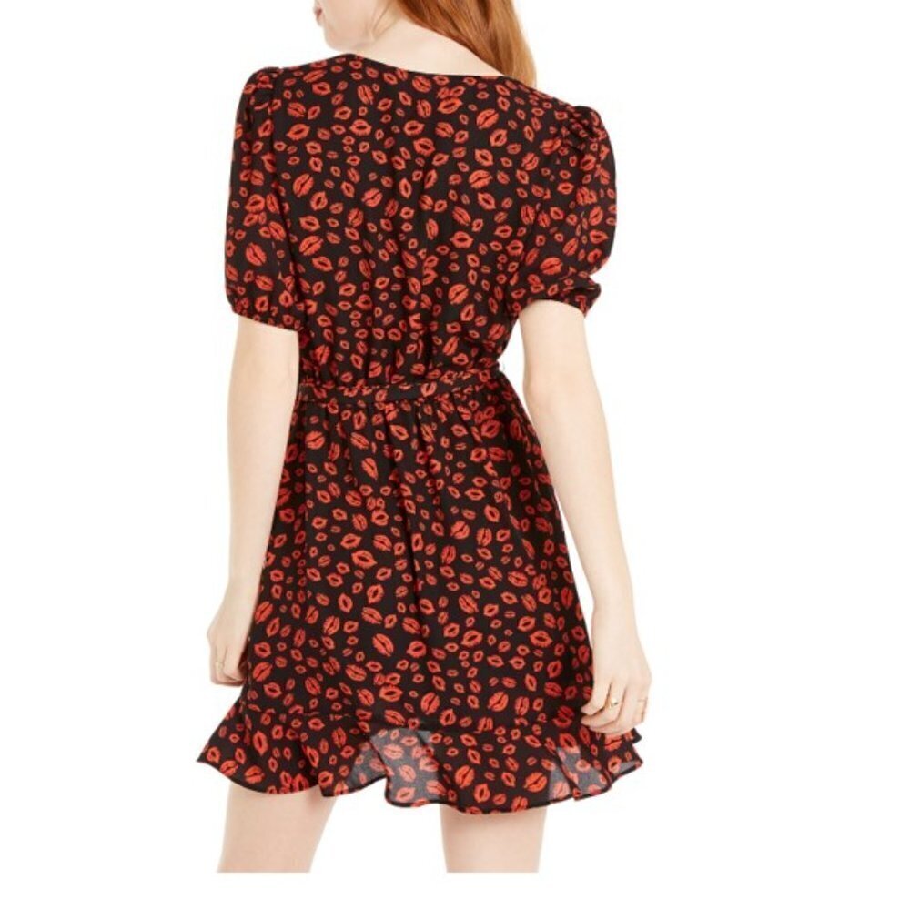 Lola Grace Lip-Print Faux-Wrap Dress S - Picture 4 of 11